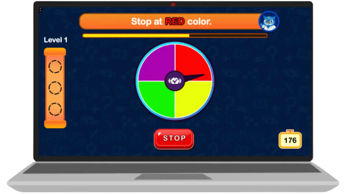 SparkFinder Color Wheel activity running on a laptop